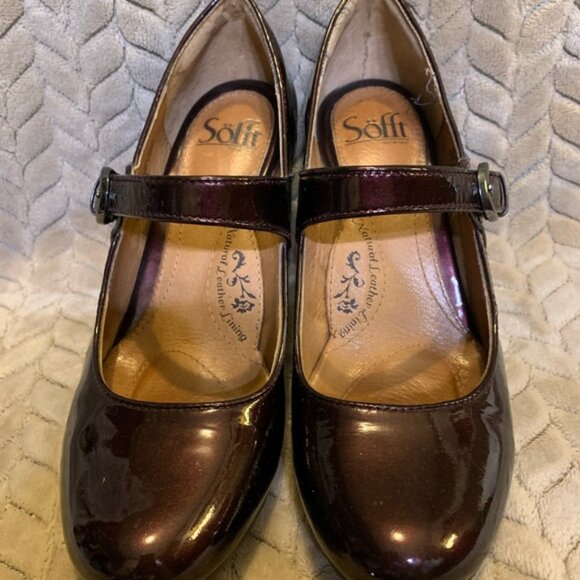 Sofft Shoes - Sofft Shiny Burgundy Mary Jane Heels
